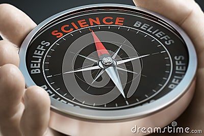 Scientific method or approach vs beliefs Stock Photo