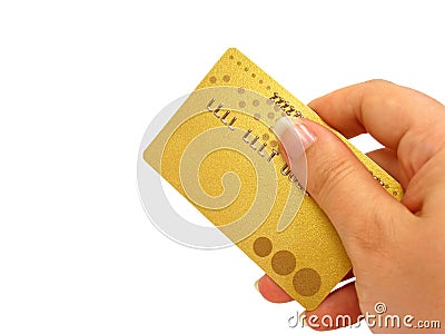 Hand holding credit card (clipping path included) Stock Photo