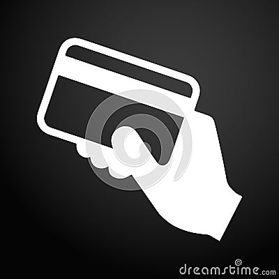 Hand holding a credit card icon Stock Photo