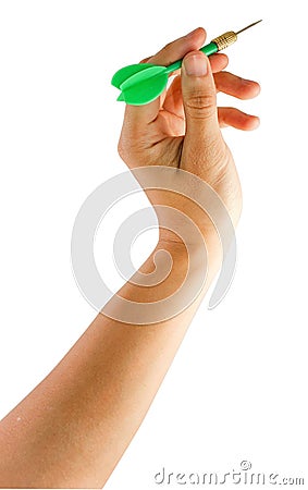 Hand holding dart Stock Photo
