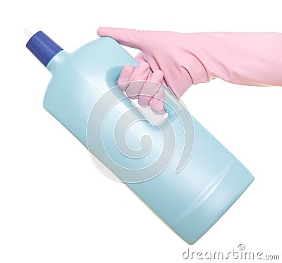 Hand holding a detergent Stock Photo