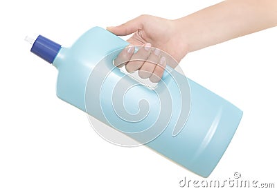 Hand holding a detergent Stock Photo