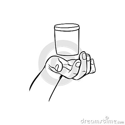 Hand holding drink glass hand drawn Vector Illustration