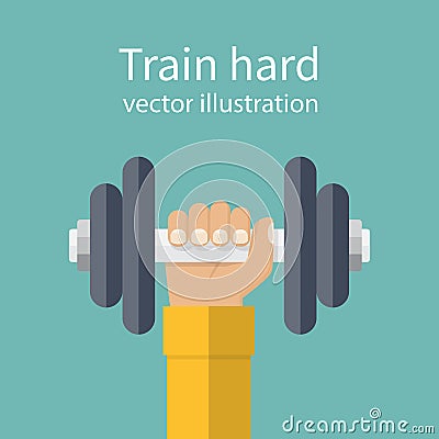 Hand holding dumbbell Vector Illustration