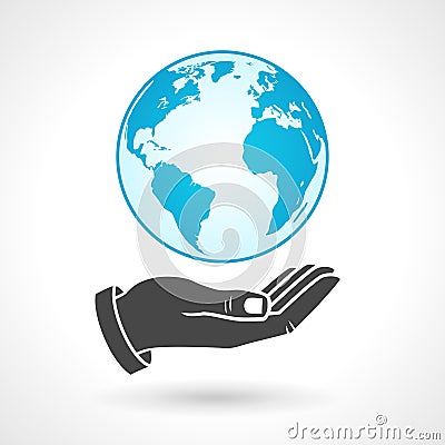 Hand Holding Earth Globe Symbol Vector Illustration
