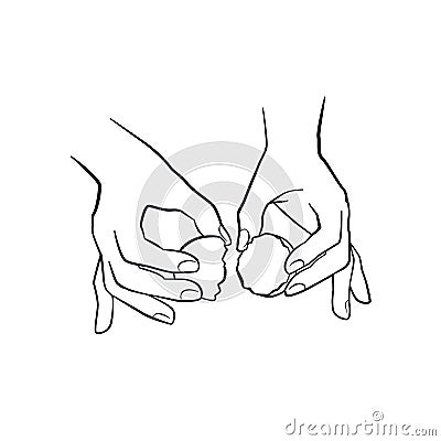 Hand holding eggshell Vector Illustration