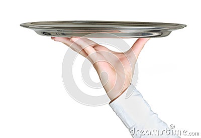 Hand holding empty dish Stock Photo