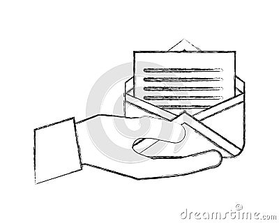hand holding envelope email letter communication Cartoon Illustration