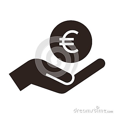 Hand holding euro, save money icon, salary money, invest finance symbol Vector Illustration