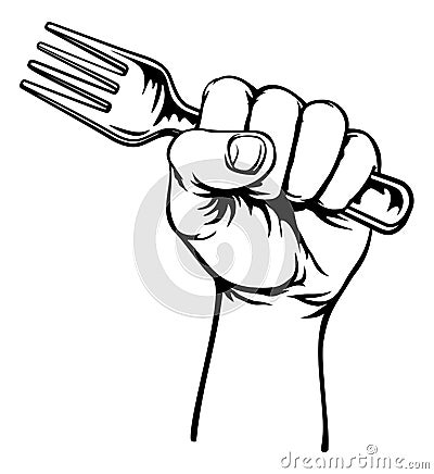 Hand Holding Fork Vector Illustration