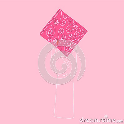 Hand holding a gasket,napkin. Vector. Vector Illustration