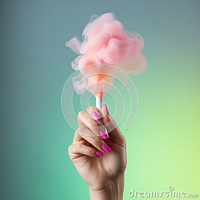 Hand holding a glass flask with colorful smoke as a cigarette smoking concept created with generative AI technology Stock Photo