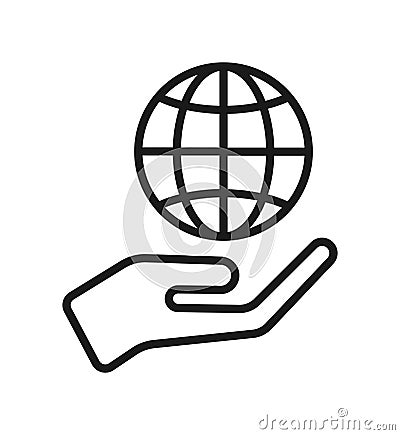 Hand with globe icon Vector Illustration