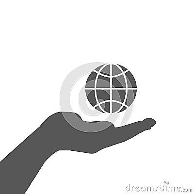 Hand holding globe sign icon, vector illustration. Flat design style Vector Illustration