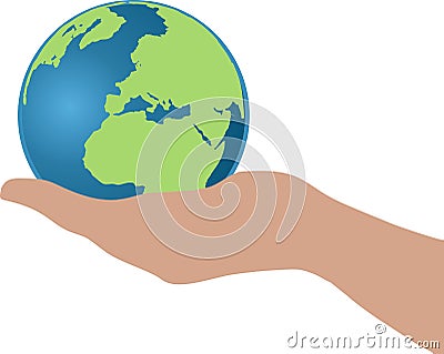 Hand holding a globe Stock Photo