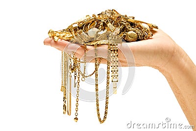 Hand Holding Gold Stock Photo