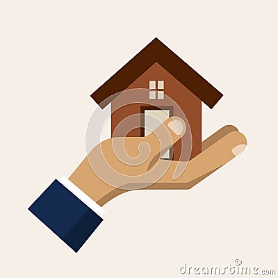 Hand holding a house, insurance service vector icon Vector Illustration