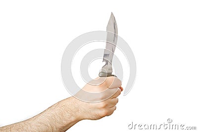 Hand holding a hunting knife Stock Photo