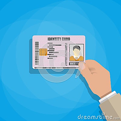 Hand holding the id card Vector Illustration