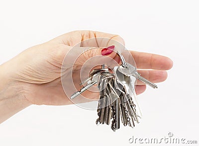 Hand holding a keys Stock Photo