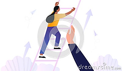 Businesswoman climbing up Vector Illustration