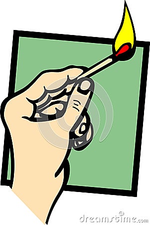 Hand holding a lighted match vector illustration Vector Illustration