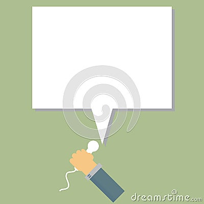 Hand holding a microphone on blank frame Vector Illustration