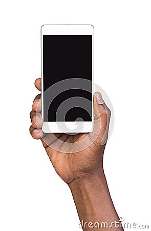 Hand holding mobile smart phone with blank screen Stock Photo