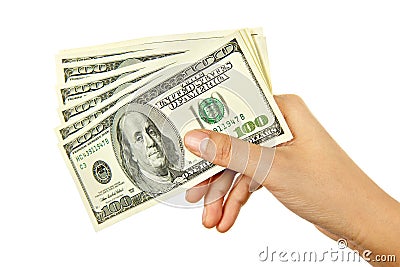Hand holding money Stock Photo
