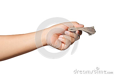 hand holding money isolate on white Stock Photo