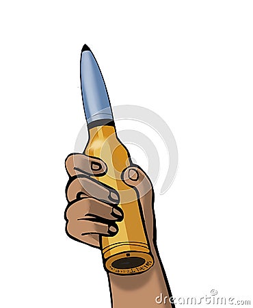 Hand holding munition Stock Photo