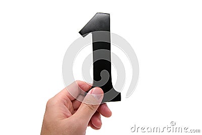 Hand holding number 1 Stock Photo