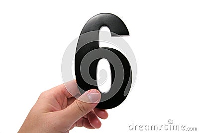 Hand holding number 6 Stock Photo