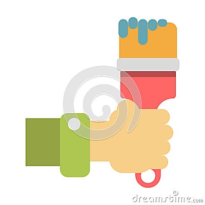 Hand holding paintbrush Vector Illustration