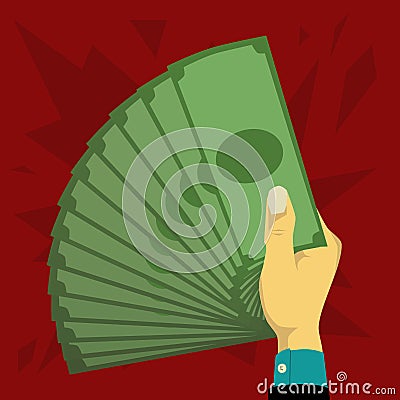 Hand holding paper money Vector Illustration