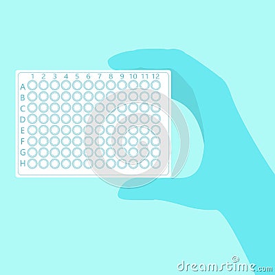 Hand holding pcr plate Vector Illustration