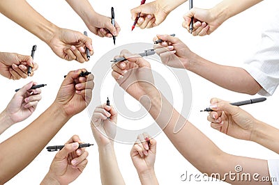 Hand holding pen Stock Photo