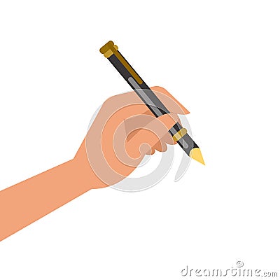 Hand holding pen and writing Vector Illustration