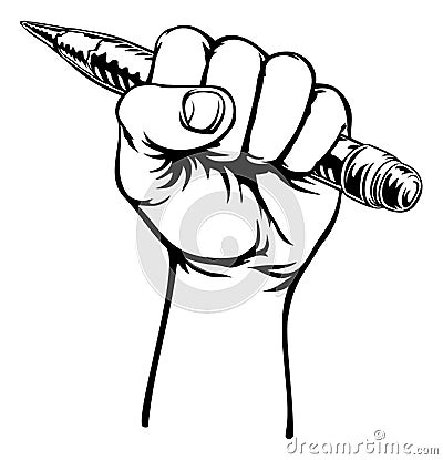 Hand Holding Pencil Vector Illustration