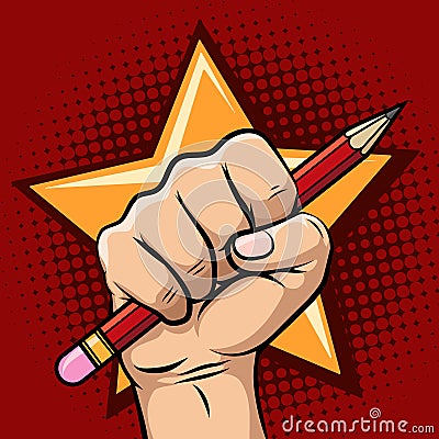 Hand holding pencil illustration Vector Illustration