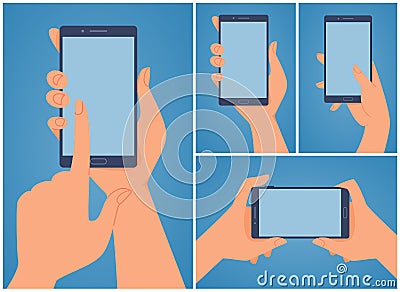 Hand holding phone Vector Illustration