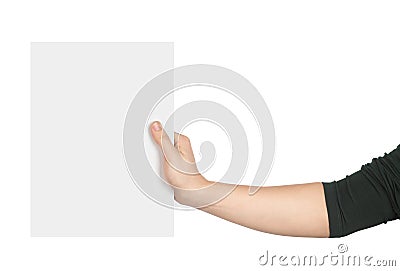 A hand holding a piece of paper Stock Photo