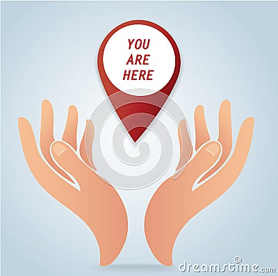 Hand holding pin location icon vector design Vector Illustration