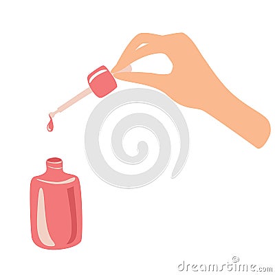 Hand holding pipette and bottle vector illustration. Collagen Perfect Serum and Vitamin for Skin Care Cosmetic. Icon product label Vector Illustration