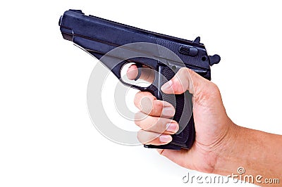 Hand holding pistol Stock Photo