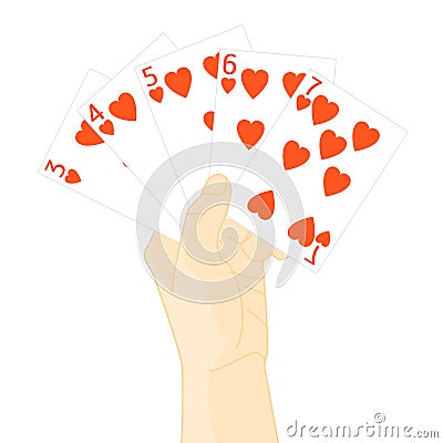 Hand Holding Playing Cards. Vector Vector Illustration