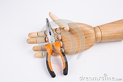 Hand holding a pliers Stock Photo