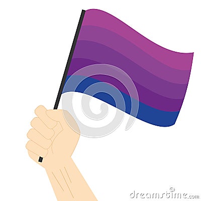 Hand holding and raising Transgender pride flag isolated on white background Vector Illustration