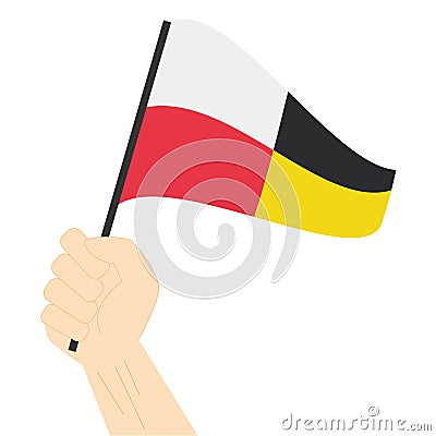 Hand holding and rising the maritime flag to represent the number Nine Vector Illustration Vector Illustration