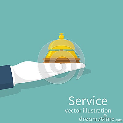 Hand holding service bell Vector Illustration